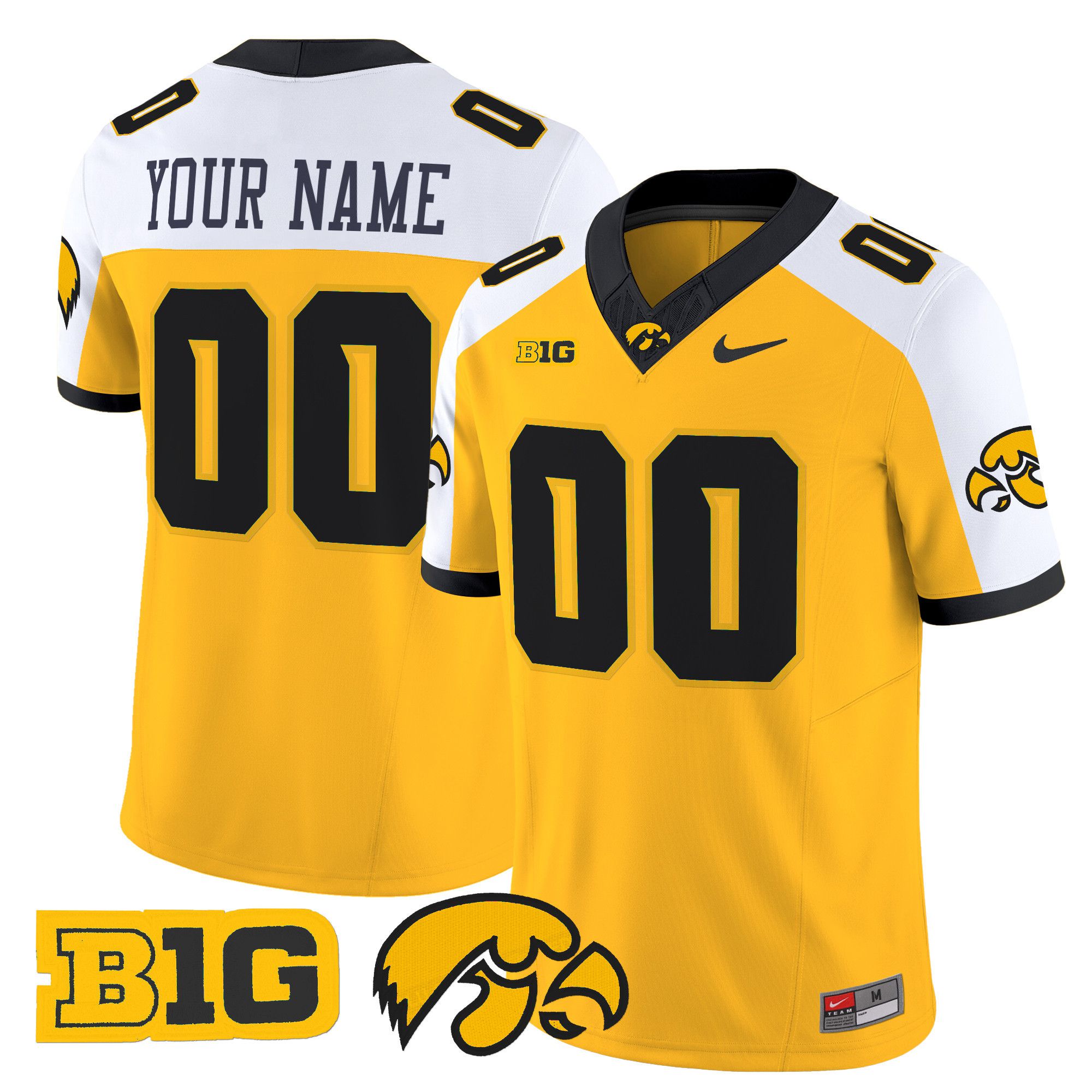 Men Iowa Hawkeyes Yellow Nike 2024 Vapor Limited Custom NCAA Jersey